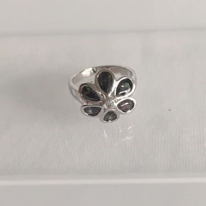 Silver Mystic/Rainbow Topaz Flower Ring